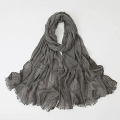 Solid Color Cotton-linen Scarves Women Head Scarves Crinkled Shawls Headscarves 07FC0E-D4 - KOEEK