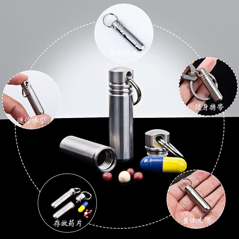 EDC Titanium Alloy Outdoor Travel Survival Waterproof Container Pill Storage Box 07FC0E-D4 - KOEEK