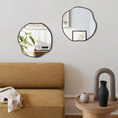 Irregular Shaped Mirror, 16" Asymmetrical Mirrors, Modern Scalloped Round Mirror 07FC0E-D4 - KOEEK