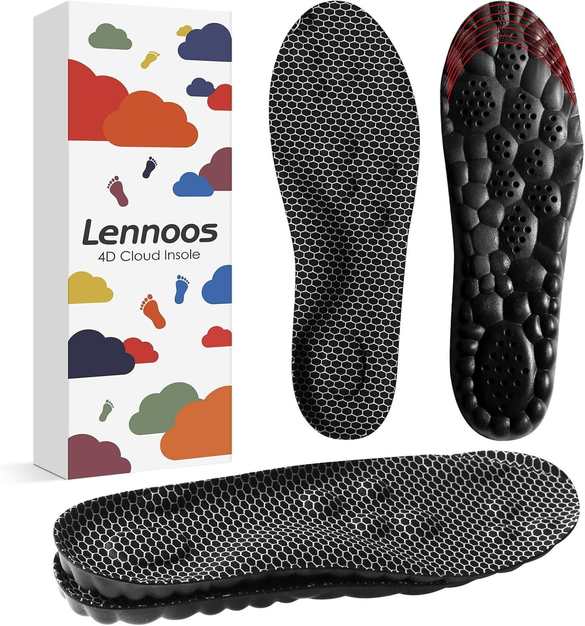 new 4D Cloud Soles for Men - Memory Foam Cushioning Steppers US M 7.5-10.5, Black 07FC0E-D4 - KOEEK
