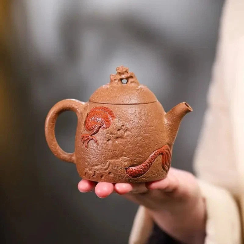 200ml Yixing Purple Clay Handcarved Dragon Qin Quan Tea Pot Tea Making Kettle 07FC0E-D4 - KOEEK