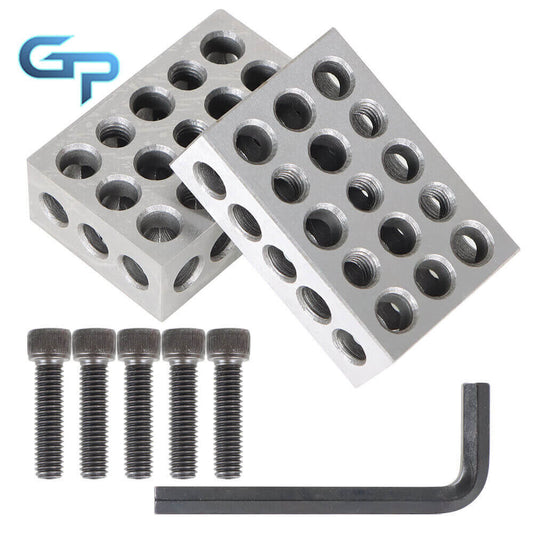 1-2-3 123 BLOCK SET 23 HOLES With Screws HEX KEY MATCHED PAIRS .0001" PRECISION
