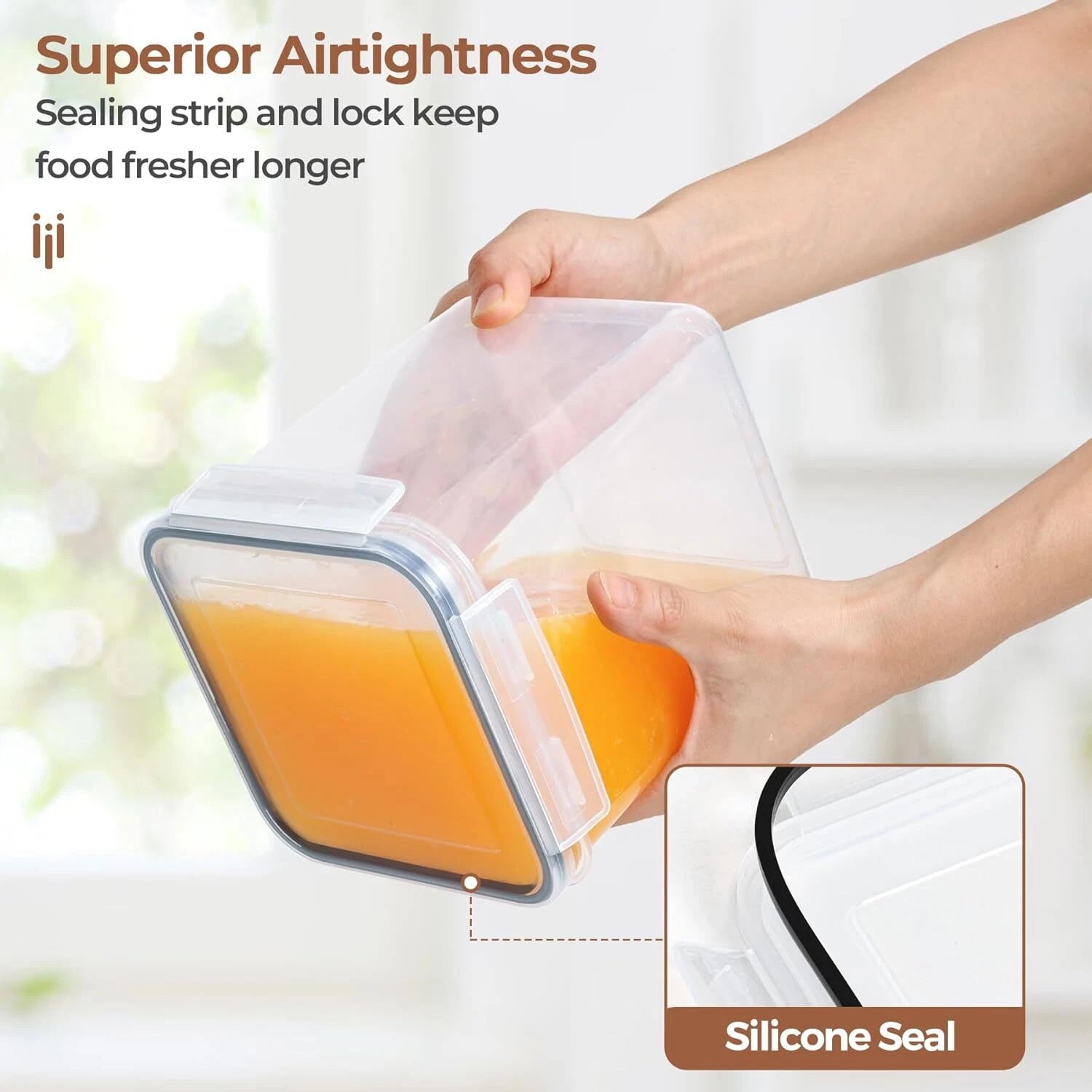 Flour Sugar Storage Containers Set of 3 (5.2L/166oz) (2.5L/78oz*2), Airtight 07FC0E-D4 - KOEEK