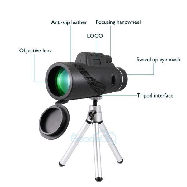 HD Day/Night Military Telescope 80X100 Zoom Monocular with Tripod