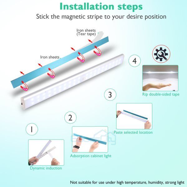 ny 60 LED Luz Magnetica Lampara Con Sensor de Movimiento Luces for Gabinete Casa