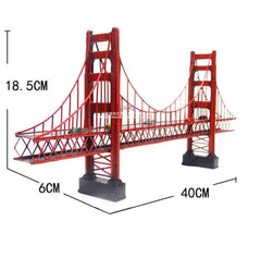 Handmade Iron Art Golden Gate Bridge Model Retro Home Bar Decor 40*6*18.5CM 07FC0E-D4 - KOEEK