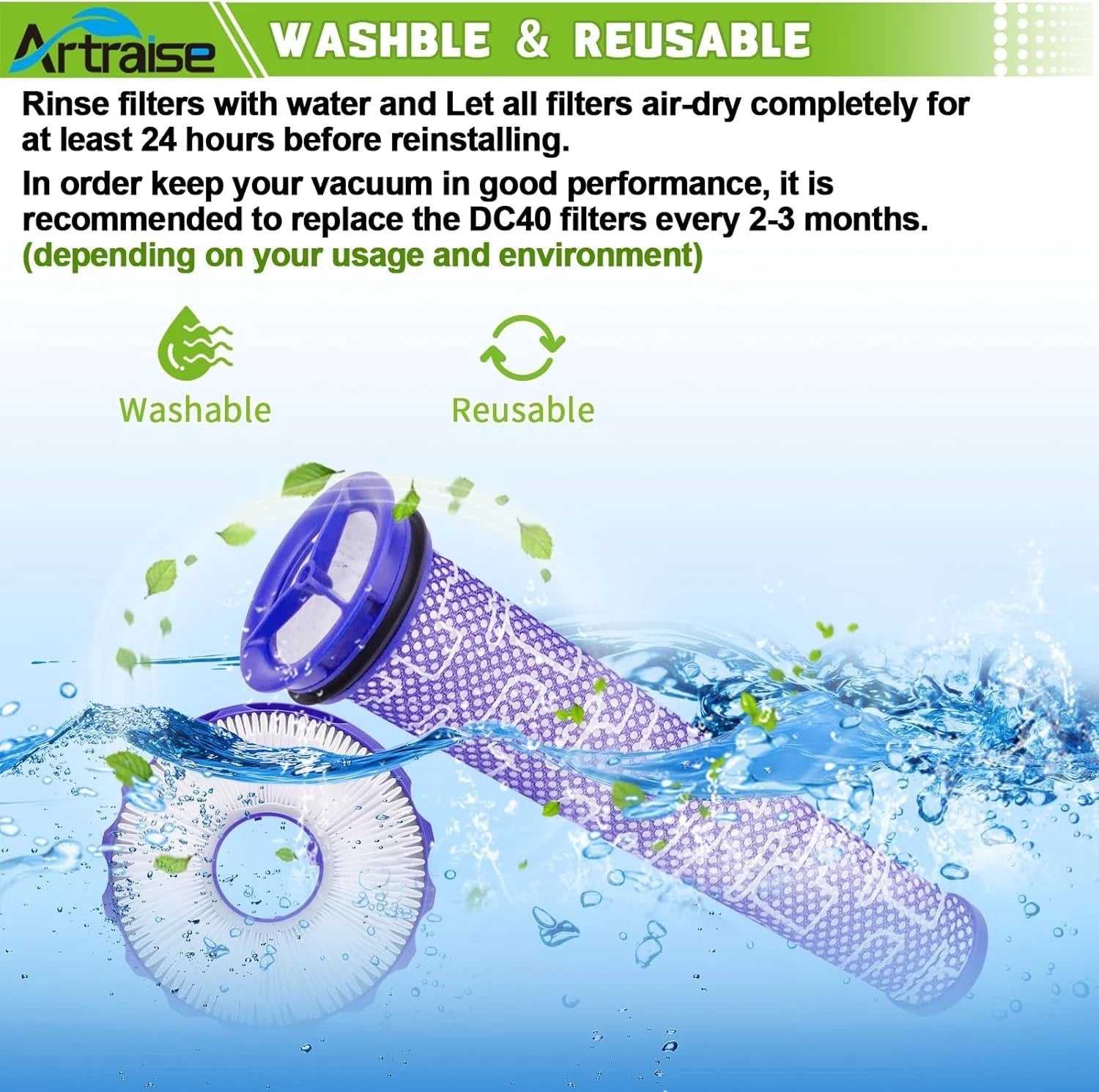 Filter cartridge set suitable for Dyson DC40 filter cartridge replacement 07FC0E-D4 - KOEEK