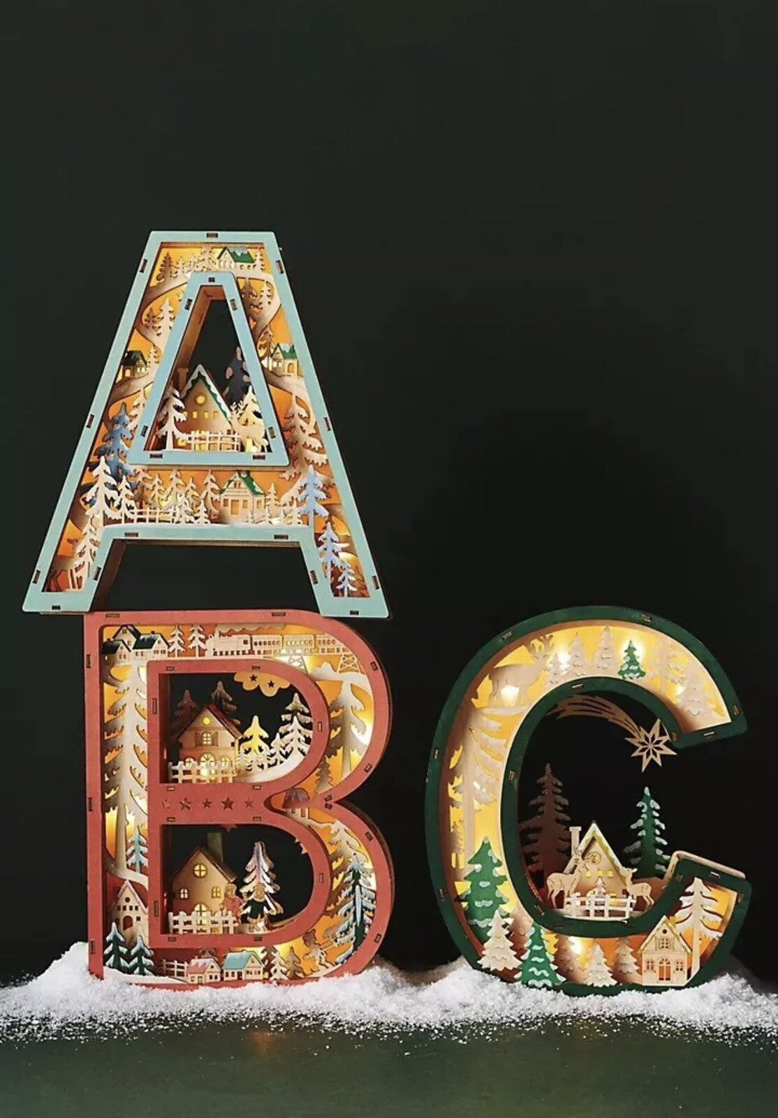 Anthropologie Wonderland Scene Monogram Light-Up Winter Decoration Letter O ANTHROPOLOGIE - KOEEK