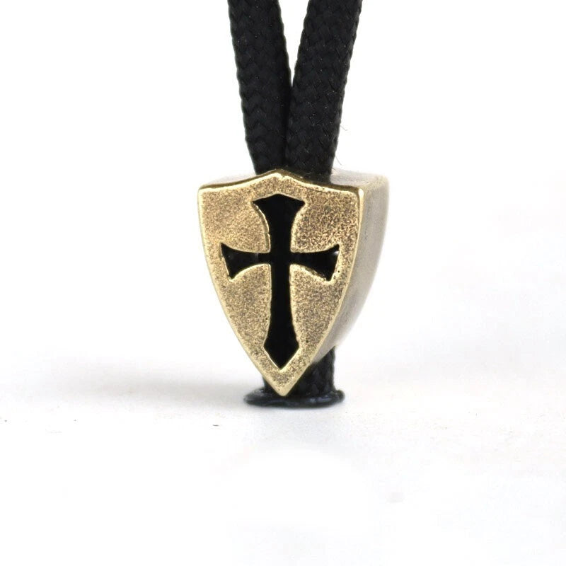 EDC Solid Brass Cross Mark Knife Bead Parachute Cord Pendant DIY Accessories 07FC0E-D4 - KOEEK