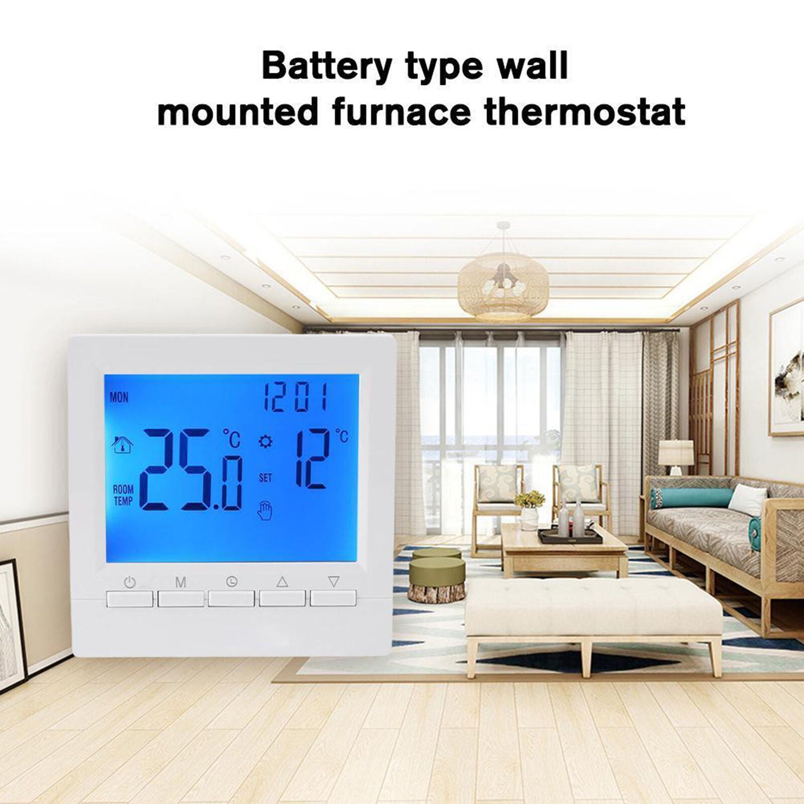 new Thermostat For House Wall-Mounted Smart LCD Screen Battery Powered Thermostat koeek - KOEEK