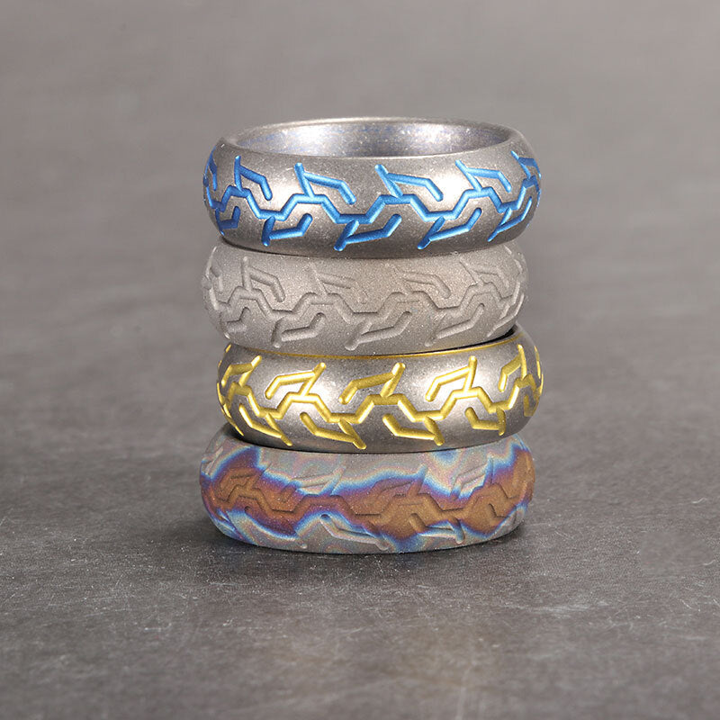 TC4 Titanium Alloy Tire pattern Finger Ring Necklace Pendant bead Decorative EDC 07FC0E-D4 - KOEEK