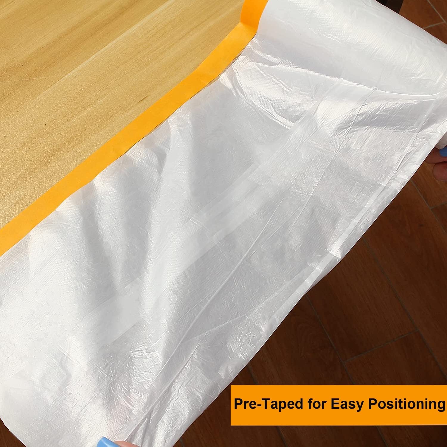 used MARNER 4 Rolls Clear Plastic Sheeting 4.9Ft X 65.5 Ft Pre-Taped Masking MARNER - KOEEK