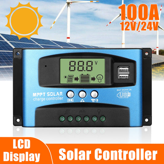 100A MPPT Solar Panel Regulator Charge Controller 12V 24V Auto Focus Tracking