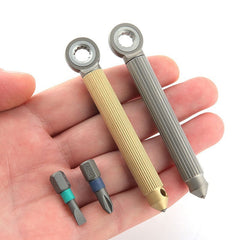 Titanium Brass S2 Steel EDC Multi Tools Card Screwdriver Pocket Outdoor Keychain 07FC0E-D4 - KOEEK