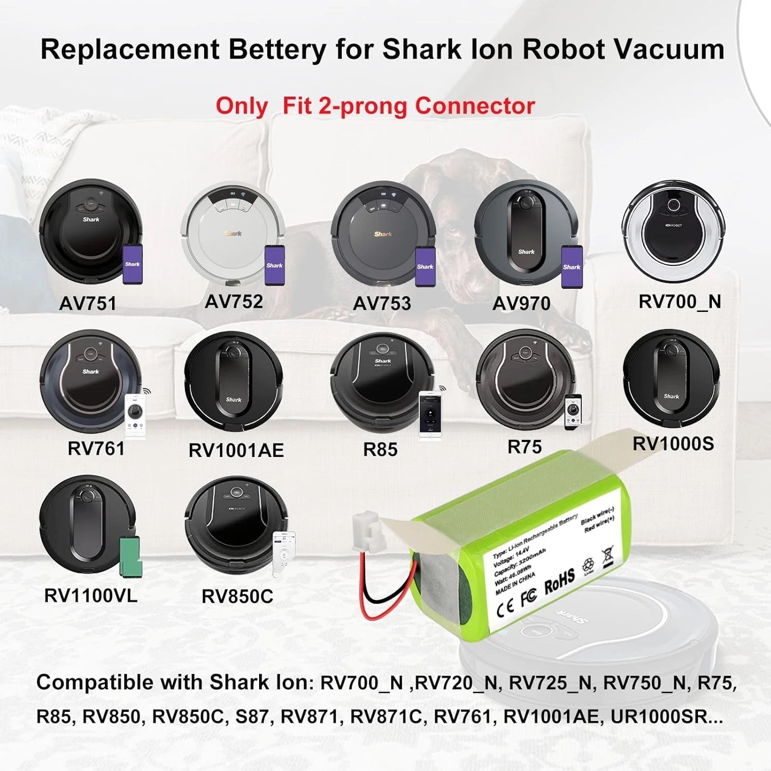 Model RVBAT850, suitable for two-prong plugs, not suitable for three-prong plugs 07FC0E-D4 - KOEEK
