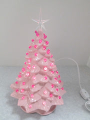 "Pink Glazed  Ceramic Christmas Tree"  ly Made/ Extra Lights 07FC0E-D4 - KOEEK
