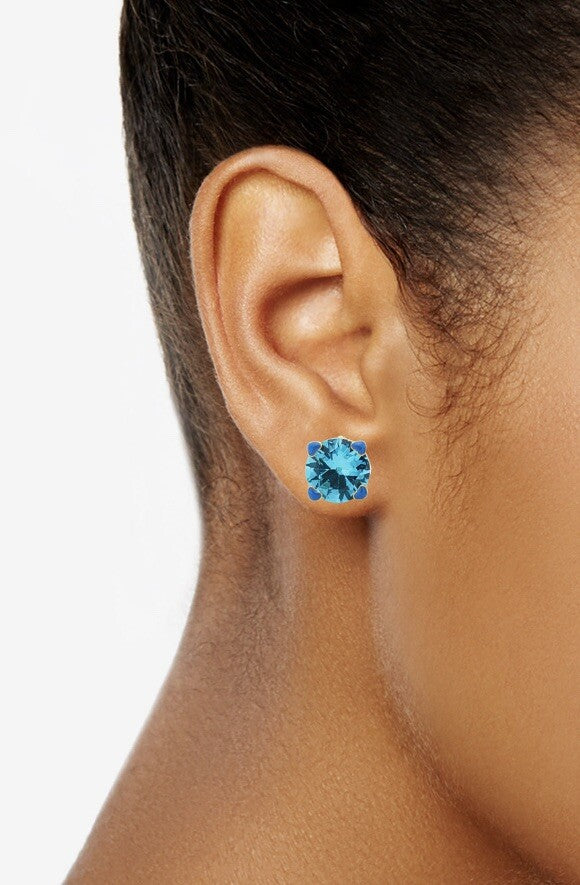 $38 KATE SPADE LIGHT SAPPHRE STUD heart prong earringd jK6 07FC0E-D4 - KOEEK