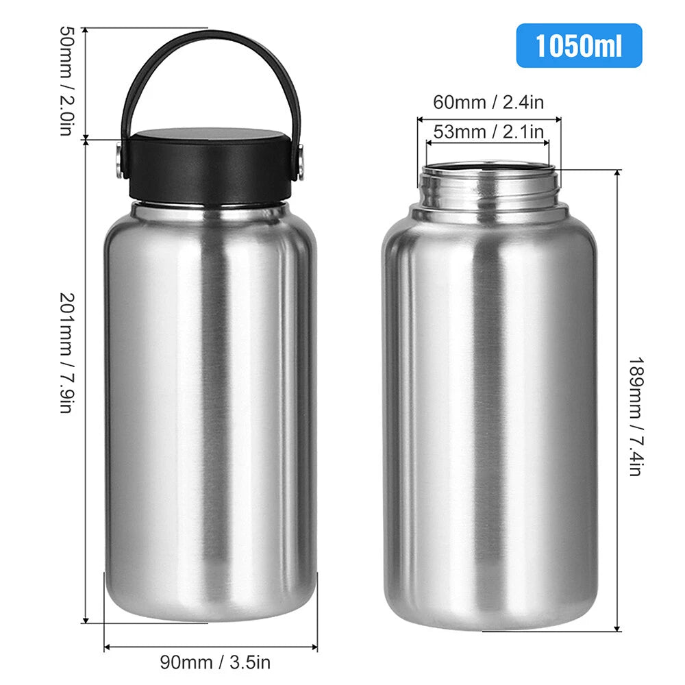 1050ML Stainless Steel Water Bottle Wide Mouth Single Wall with Leak Proof 07FC0E-D4 - KOEEK