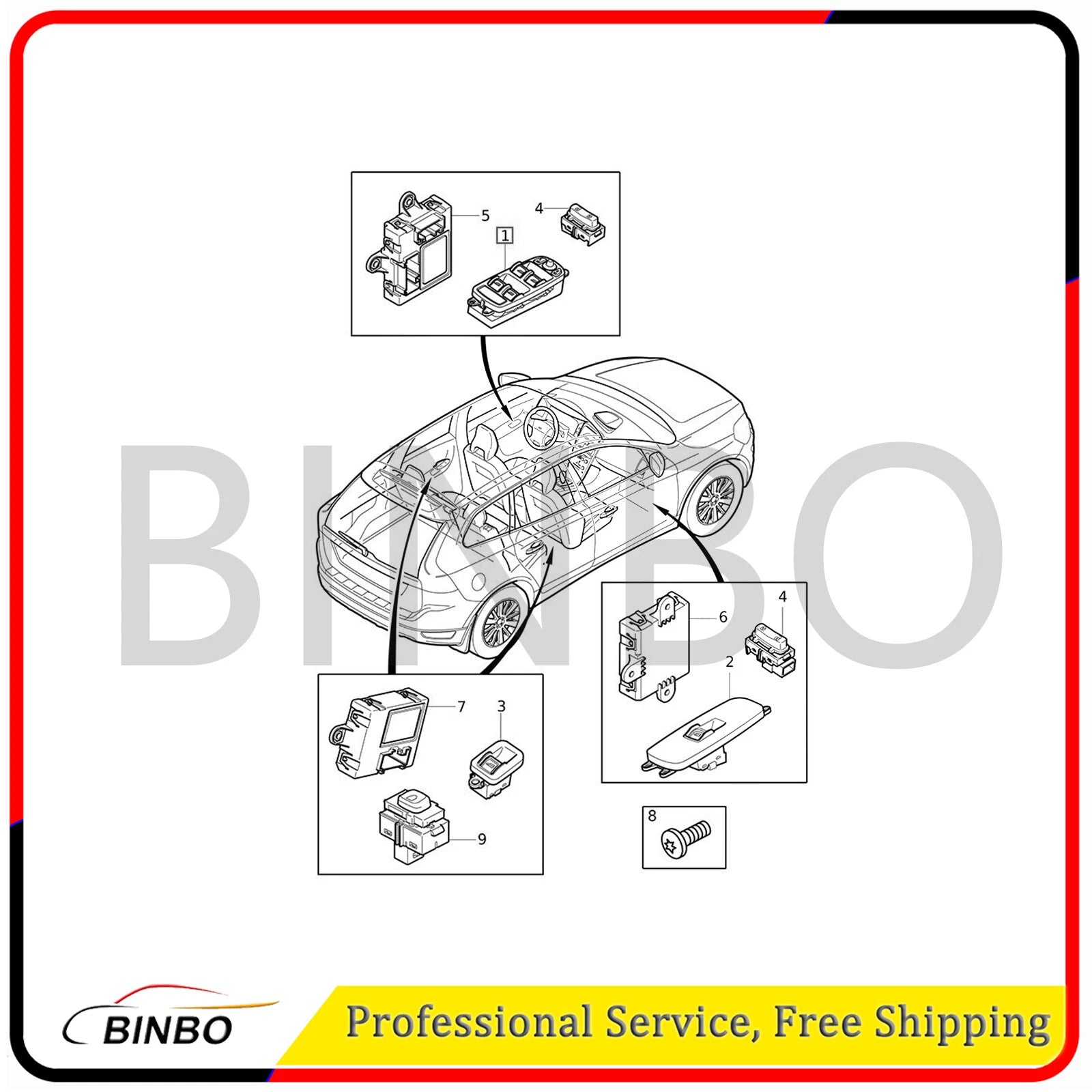 31334348 FRONT RIGHT POWER WINDOW CONTROL SWITCH For VOLVO S60 V60 XC60 07FC0E-D4 - KOEEK