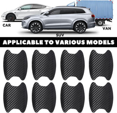 new 8PCS Carbon Fiber Waterproof Non-Marking Car Door Handle Sticker, Black 07FC0E-D4 - KOEEK