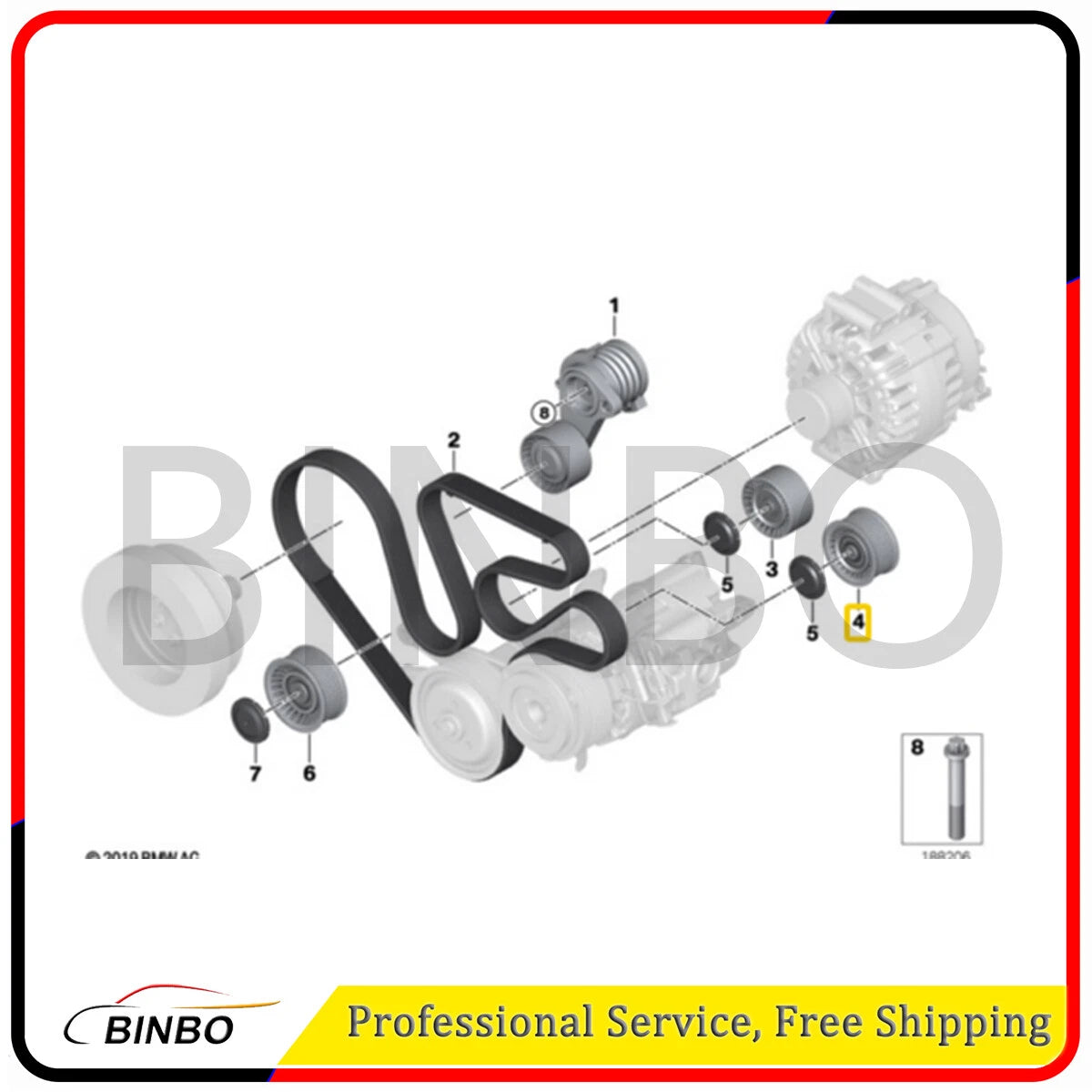 Left Upper Deflection Belt Idler Pulley Fits For Bmw X6 740li 740i 11287559889 07FC0E-D4 - KOEEK