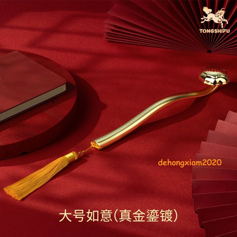 TONGSHIFU Chinese Antique Brass RuYi ( gold plating) Office Desk Decor TONGSHIFU - KOEEK