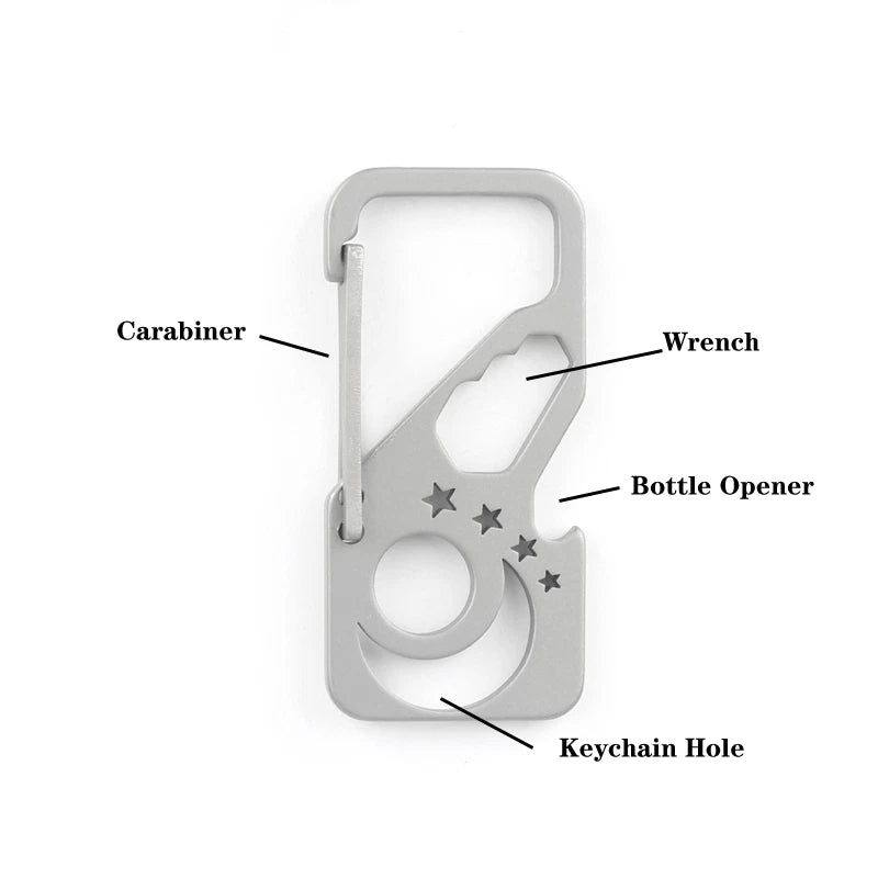 Titanium Alloy Pocket Key Chain Carabiner Bottle Opener Wrench Outdoor Multi EDC 07FC0E-D4 - KOEEK