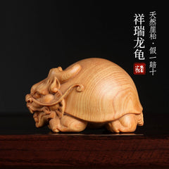 Jiaoba Wood Ruilong Turtle Blessing Craft - Turtle Shell Decorative Piece 07FC0E-D4 - KOEEK