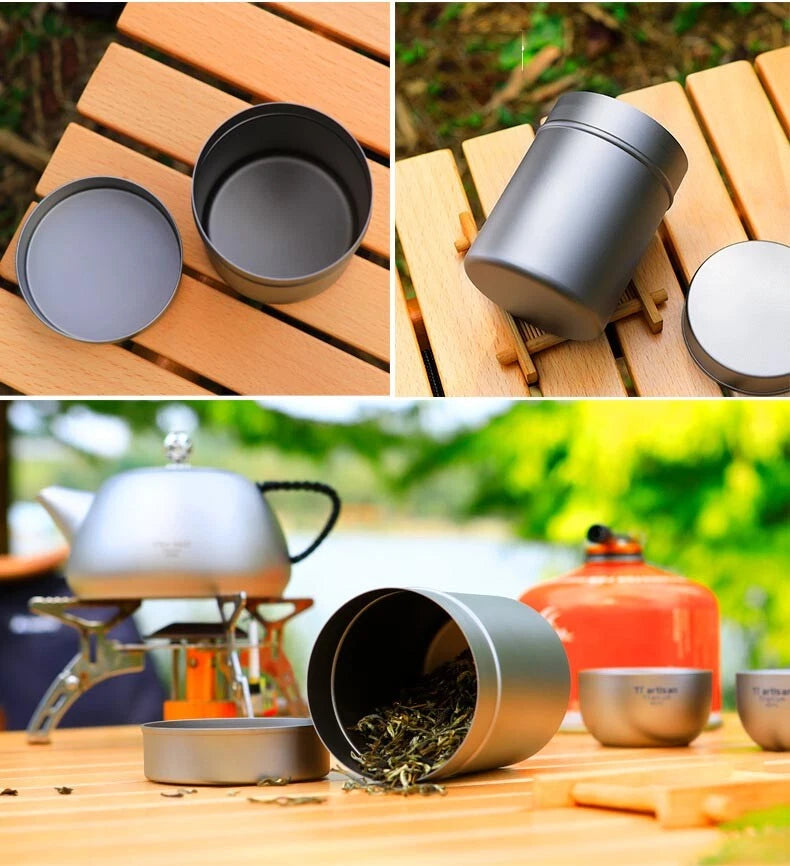 Portable Travel Tea Caddy Titanium Storage Boxes Sealed Tea Leaves Container 07FC0E-D4 - KOEEK