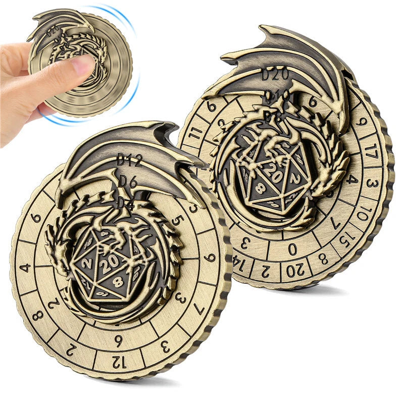 Spinner Dice 7-in-1 Metal DND Dice Set Unique Dragon Rotate D&D Dice RPG Gifts 07FC0E-D4 - KOEEK