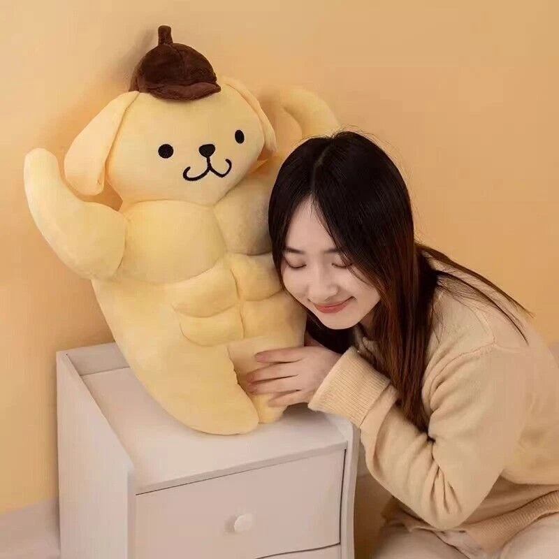 Funny Muscle Pom Pom Purin Plush Doll Cute Anime Cushion Pillow Soft Stuffed Toy 07FC0E-D4 - KOEEK