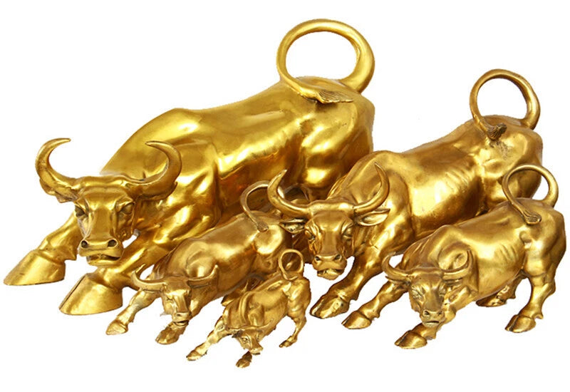 Big Wall Street Bronze Fierce Bull OX Statue-Brass 12cm/4.72 inches Home Decor 07FC0E-D4 - KOEEK