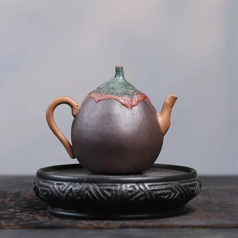 190ml Chinese Yixing Purple Clay Handcarved Eggplant Teapot Tea Infuser Kettle 07FC0E-D4 - KOEEK