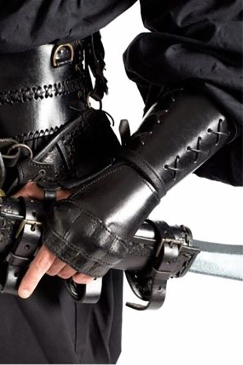 Medieva Steampunk Fingerless Retro Gloves Gothic Armguard Boxing Gloves Cosplay 07FC0E-D4 - KOEEK