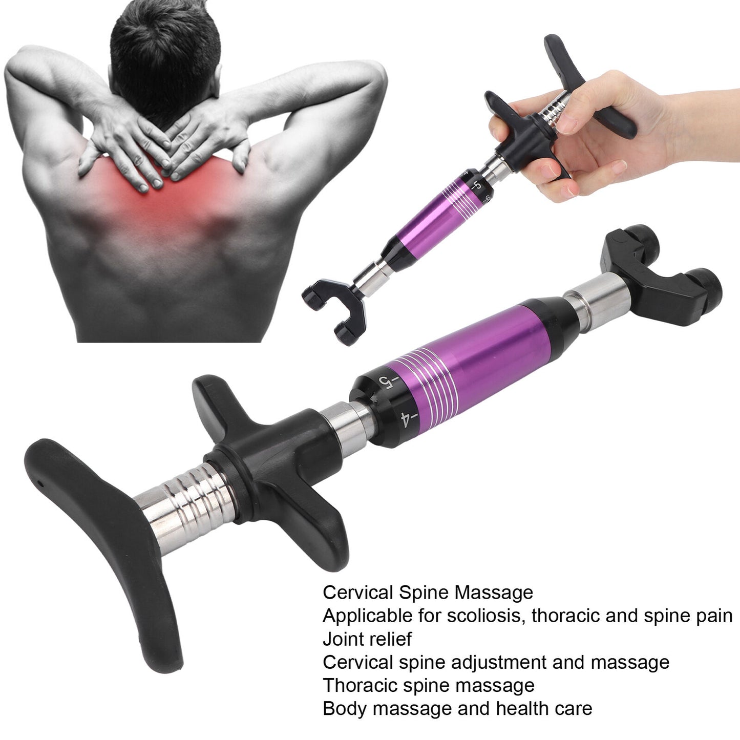 new Chiropractic Adjustment Correction Ergonomic Spine Massager(Purple ) HGF koeek - KOEEK