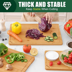 Organic Bamboo Cutting Board Set (for kitchen use), 3 pieces 07FC0E-D4 - KOEEK