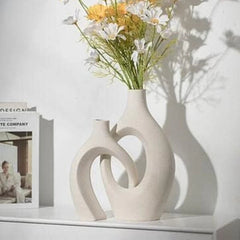 XL Beige Ceramic Vase Set of 2 for Modern Home Decor, Eclectic Entryway Modern 07FC0E-D4 - KOEEK