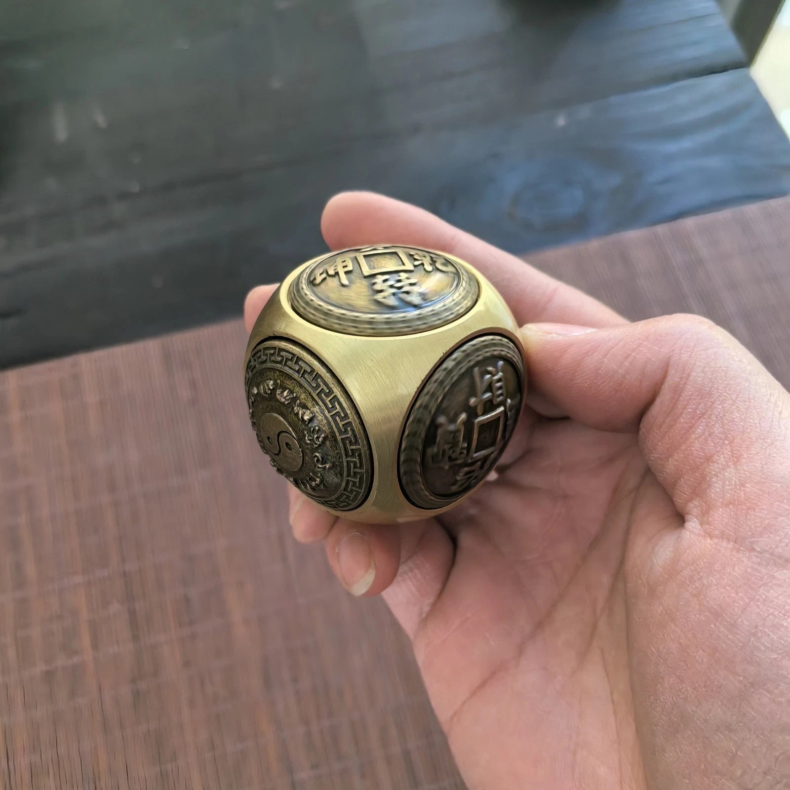 Brass Dice Large Fidget Spinner With 6 Sides Toy Gift 07FC0E-D4 - KOEEK