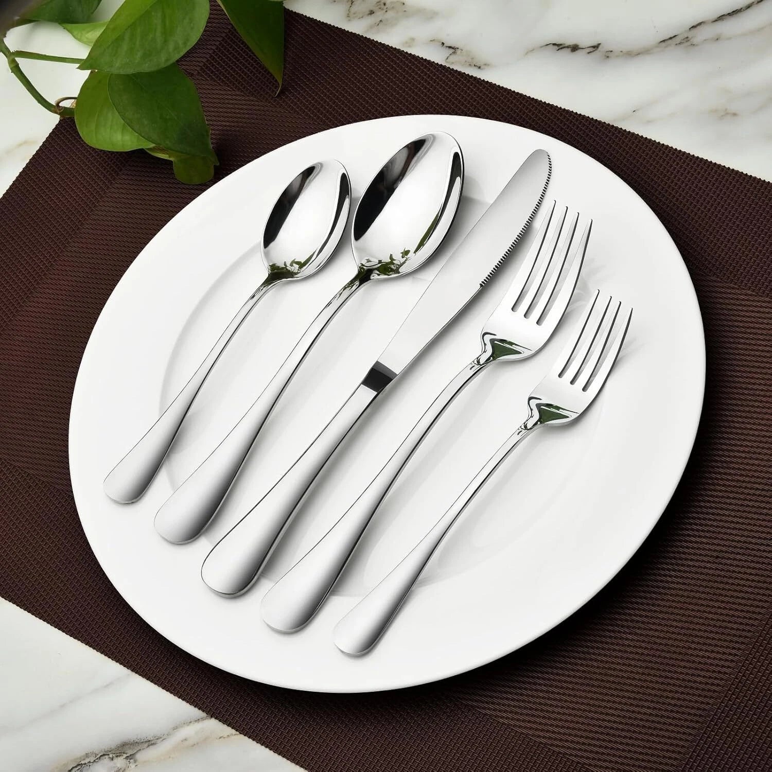 12-Person 60-Piece Silverware Set, Heavy Duty Stainless Steel Flatware. 07FC0E-D4 - KOEEK