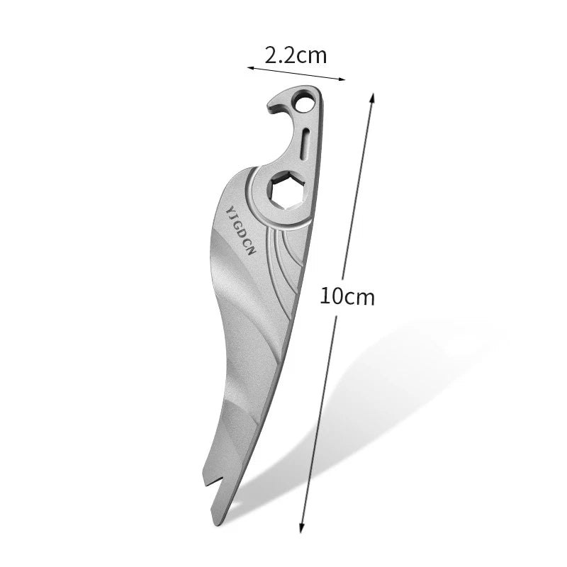 EDC Titanium Pry Bar Crowbar Wrench Bottle Opener Keychain Pocket Multi Tools 07FC0E-D4 - KOEEK