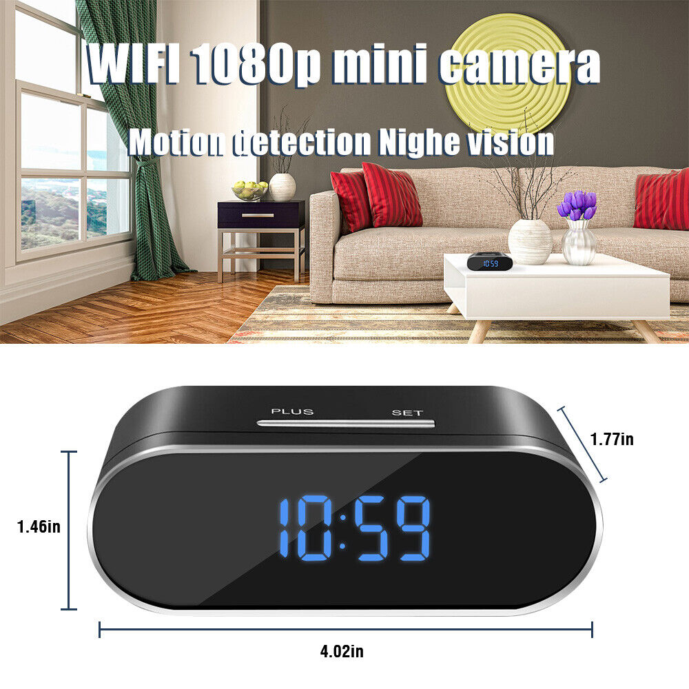 ny HD 1080P Spy Kamera WiFi Skjult trådløs Night Vision Sikkerhed Nanny Cam Alarm