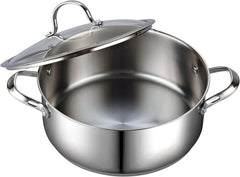 Dutch Crock Pot with Glass Lid, 7Quart Classic Stainless Steel Crock Pot, Silver 07FC0E-D4 - KOEEK