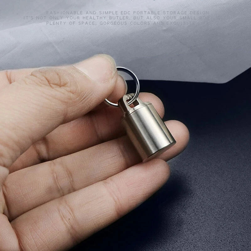 Mini Titanium Keychain Storage Box Pill Capsula Case Outdoor Portable EDC Tool 07FC0E-D4 - KOEEK