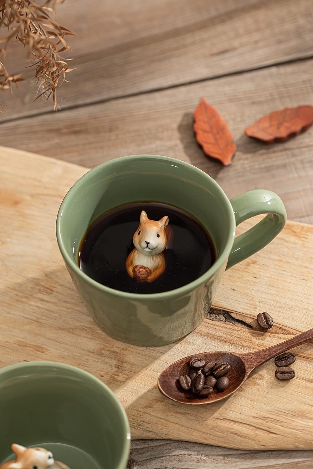 new DIHOclub Squirrel Ceramic Cup Hidden 3D Animal Inside Mug,Cute Light Green DIHOCLUB - KOEEK