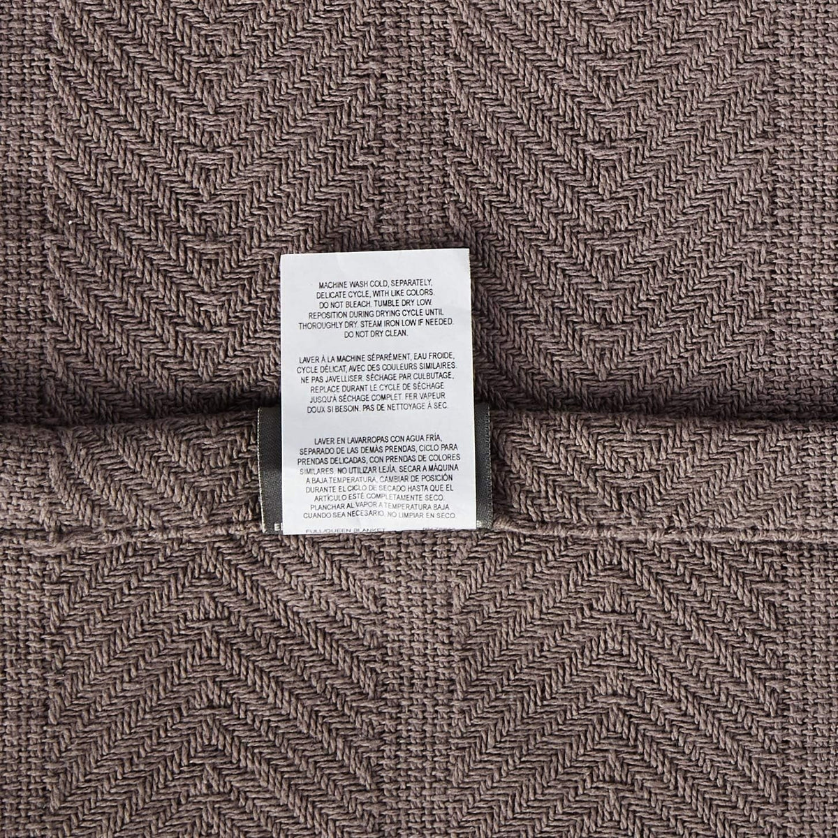 new Eddie Bauer Home Herringbone Collection Blanket- Cotton, Queen, Mushroom EDDIE BAUER - KOEEK
