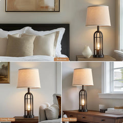 Black Table Lamps for Living Room Set of 2 - Farmhouse Lamps for Night Stands
