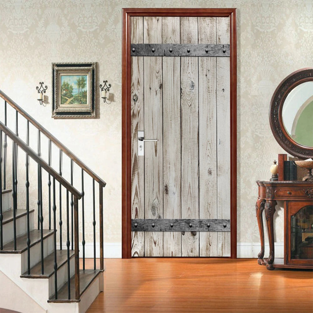 3D Simulation Wooden Door Self Adhesive Bedroom Door Murals Decals Wall Sticker 07FC0E-D4 - KOEEK