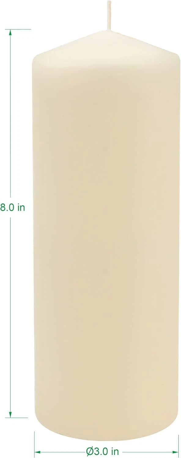 80 Hour Long Burn Unscented Pillar Candle, 3x8, Ivory, Pack of 6 07FC0E-D4 - KOEEK