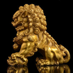 Feng Shui Chinese Bronze Lion Statue Copper Evil Guardian Door Fu Foo Dog A Pair 07FC0E-D4 - KOEEK