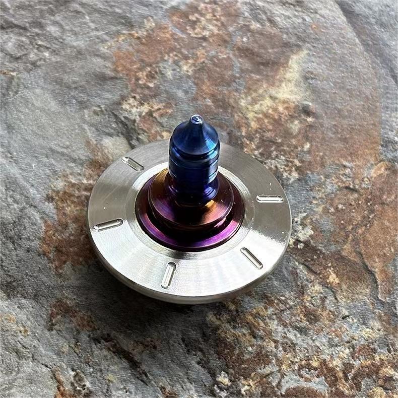 Titanium Stainless Steel Spinning Top Gyroscope Gyro Desktop Fidget Toy EDC Gift 07FC0E-D4 - KOEEK